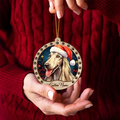 Personalized Afghan Hound Ornament, Afghan Hound Christmas Ornament, Custom Name Afghan Hound Dog Suncatcher for Christmas Tree - color: Afghan Hound