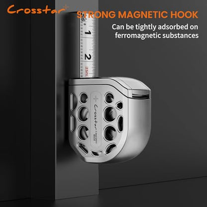 Crosstar 16FT Magnetic Self-Locking Stainless Steel Tape Measure, Double-Sided Scale, Waterproof & Rustproof Retractable Measuring Tape with Hollow Design for Home, Industrial, Woodworking - size: 4.9 m