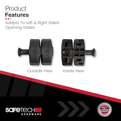 Safetech Hardware Magnetic Side Pull Gate Latch | General Purpose Magnetic Gate Latch for Aluminum/Metal Fences | Industrial Strength Self-Latching Fence Pull SLG-150KB - Black