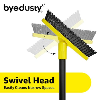 Grout Brush with Long Adjustable Handle - Telescopic, Rotation Tile Grout Cleaning Tool, V-Shape Shower Scrubber Cleaner Stiff Bristle for Cleaning Bathrooms Tile Floors, Baseboards and Corners - 59in
