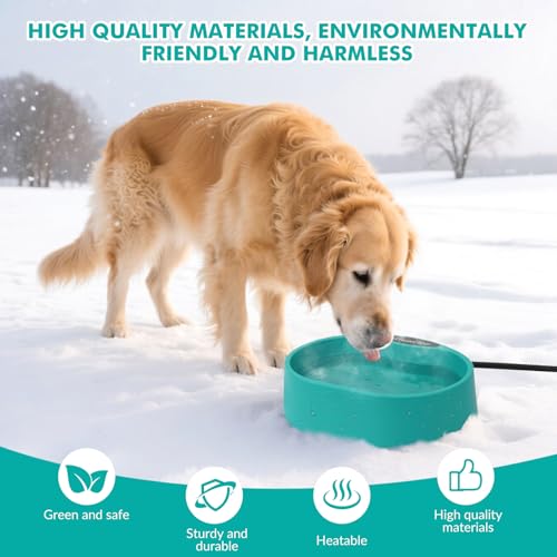 Large Heated Pet Water Bowl for Dogs, 3.7L Heated Dog Bowl Outdoor Heated Water Bowl for Cats,Chicken, Heated Dog Water Bowl -Keep Water Warm in Winter,35W Thermostatic Control and Anti Chew Cord - size: Oval 3.7 Litres
