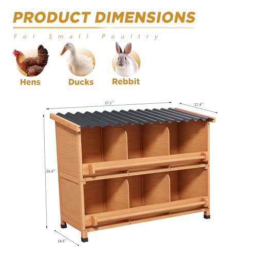 Weatherproof Chicken Nesting Boxes, Heavy Duty 6 Compartments Wall Mounted or Floor Use Chicken Coop Laying Boxes with Preventing Egg Falls for Backyard and Farms (6 Compartments) - size: 37.1"L x 17.4"W x 28.4"H