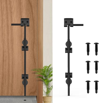 18" Cane Bolt Heavy-Duty Drop Rod for Gate, Heavy Duty Gate Latch for Wooden Fence Metal Gates, Vinyl Fence Gate Land Latch, Floor Latch for Fixing Door to The Ground, Black Coating, 1 Pack - size: 18 Inch-1Pack