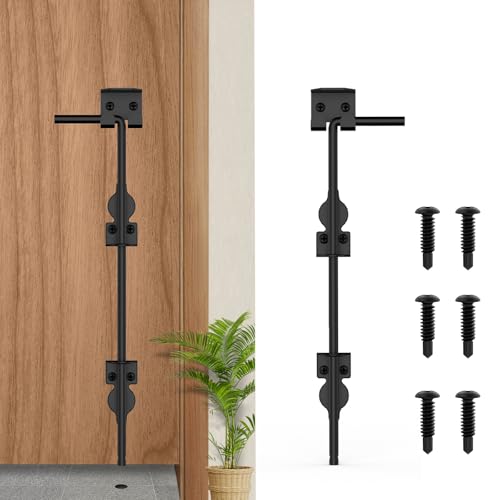 18" Cane Bolt Heavy-Duty Drop Rod for Gate, Heavy Duty Gate Latch for Wooden Fence Metal Gates, Vinyl Fence Gate Land Latch, Floor Latch for Fixing Door to The Ground, Black Coating, 1 Pack - size: 18 Inch-1Pack