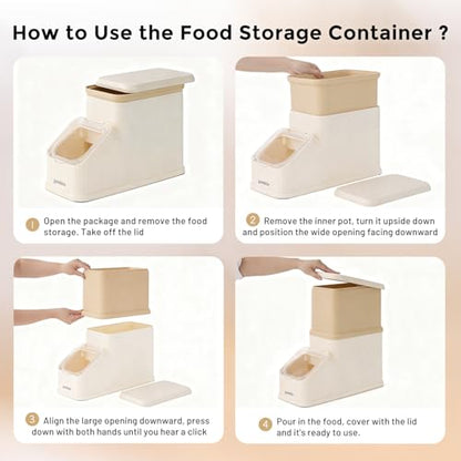 ZOMISIA 15lbs Dog Food Storage Container - First-in, First-out Easy Dispense Base for Freshness, Cat Food Storage Containers with Transparent Lid and Scoop