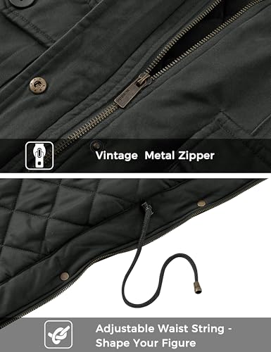 wantdo Women's Winter Coat Warm Anorak Parka Cotton Windproof Jacket with Removable Hood - color: Gray, size: Small