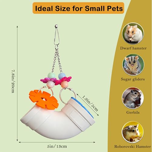 Hanging Foraging Toy for Small Animals Slow Feeder Enrichment Tube with Wide Openings Chew-Resistant Cage Toy for Hamsters Mice and Small Birds