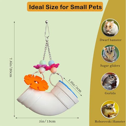Hanging Foraging Toy for Small Animals Slow Feeder Enrichment Tube with Wide Openings Chew-Resistant Cage Toy for Hamsters Mice and Small Birds