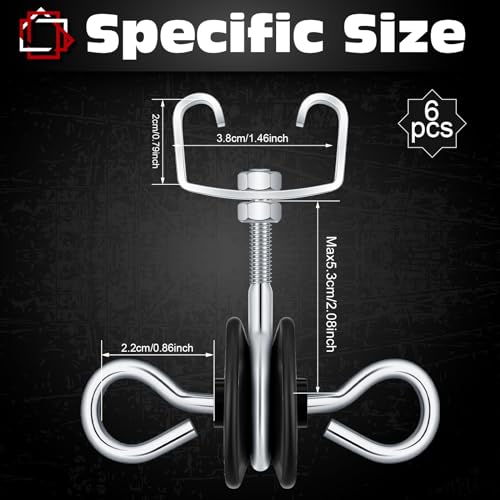 Gisafai 6 Pcs Electric Fence Gate Handles T Post Gate Handle Anchors Double Hook 2 Rings Steel Insulators with Easy Screws for Wire Electric Fence Wood Post Agricultural and Ranchers, Black