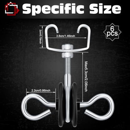 Gisafai 6 Pcs Electric Fence Gate Handles T Post Gate Handle Anchors Double Hook 2 Rings Steel Insulators with Easy Screws for Wire Electric Fence Wood Post Agricultural and Ranchers, Black