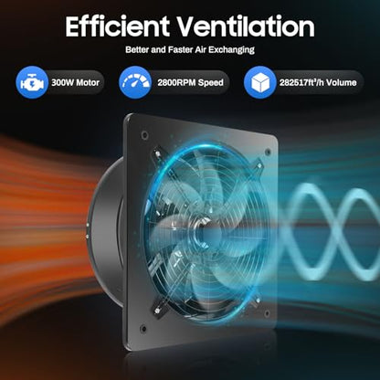 16'' Explosion-Proof Wall Mounted Industrial Fan - 750W High-Velocity Axial Extractor Ventilation Blower, 4700CFM Airflow for Garage, Kitchen, Paint Booth, Utility and Commercial Exhaust Applications