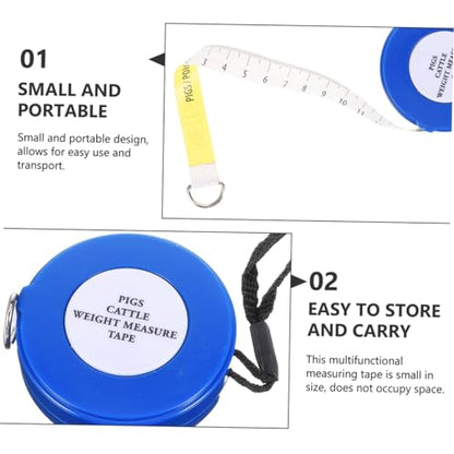 Animal Weight Tape Measure 2.5m for Pig, Cattle, Goat – Blue Sturdy Body Measuring Tape for Livestock Girth and Weight Estimation Style