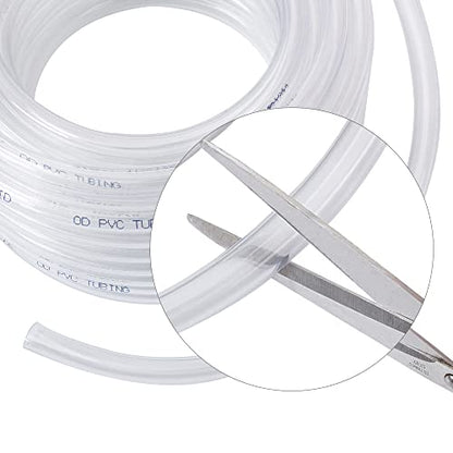 DAVCO 3/4" ID - 25 ft Clear Vinyl Tubing, Low Pressure Flexible PVC Tube, Heavy Duty UV Chemical Resistant Lightweight Plastic Vinyl Hose, BPA Free and Non Toxic, with 2 Stainless Clamps - size: 3/4"ID, style: 25 Feet