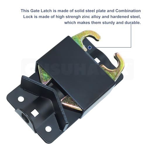 2 Pack S16100700 Two Way Lockable Gate Latch(Small Size Version: 3"L x 5"H) with Black 4-Digit Combination Lock for Metal Gates with 1-1/4" to 1-1/2" Diameter Tubes - color: 2x S16100700(Small Size Version 3"x 5")