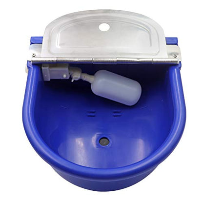 MINYULUA Automatic Waterer Bowl Large Horse Waterer with Float Valve and Drain Plug Automatic Water Feeder Dispenser Bowl for Sheep Dog Horse Cow Pig Plastic (Dark Blue) - color: dark blue