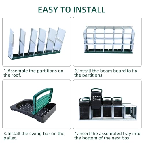 Chicken Nesting Box,8 Compartment Roll Away Nesting Box for Laying Eggs,Wall Mount Chicken Nesting Boxes,Easy Egg Collection,Cleanable Pull Out Hen Roosting Boxes 8 Hole,Green - color: green, size: 8 holes with legs