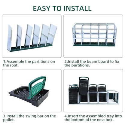 Chicken Nesting Box,8 Compartment Roll Away Nesting Box for Laying Eggs,Wall Mount Chicken Nesting Boxes,Easy Egg Collection,Cleanable Pull Out Hen Roosting Boxes 8 Hole,Green - color: green, size: 8 holes with legs
