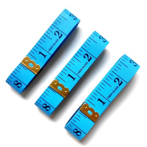 3 Pack Tape Measure Body Measuring Tape, Soft Fabric Measuring Tape for Sewing Cloth Measurement, 60 Inch Double Scale Tailor Ruler for Weight Loss (Blue) - color: Blue