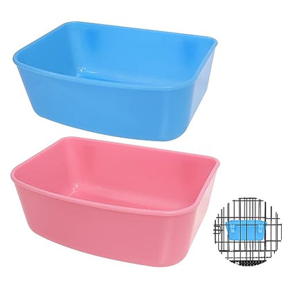 6 Pack Feeder (Blue, Pink), Hanging Feeder,Food and Water Container, Bath Water Bowl Universal for Birds Hamsters Mice Rats Rabbit Guinea Pig Small Pets (S) (S) - size: S