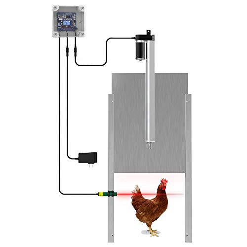 Chicken Coop Auto Door Opener Kit Door Opener & Closer with Light Sensor Rainproof Outdoor Controller Actuator Motor,Remote Control Poultry Coop (Timer Version) - size: Timer Version