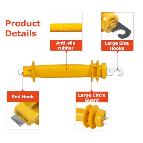 Electric Fence Rubber Gate 20 Pack - Electric Fence Spring Handles Insulated Plastic Handle for Garden Farm Heavy Stamped Steel Hook, Yellow - size: 20 pcs