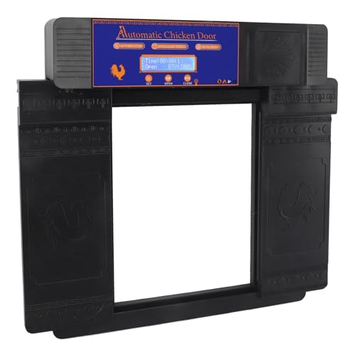 CHICIRIS Automatic Chicken Coop Door Opener, Intelligent Double Open with Timer LED Display Solar Powered, with Anti Pinch Function and Low Battery Alert, for Chickens Ducks Geese (Black) - color: Black