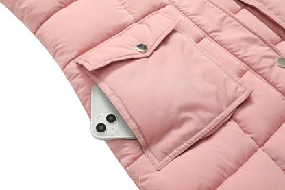 MOERDENG Women's Waterproof Long Winter Coat Thickened Down Alternative Jacket Warm Puffer Jacket Parka - color: Pink, size: Medium