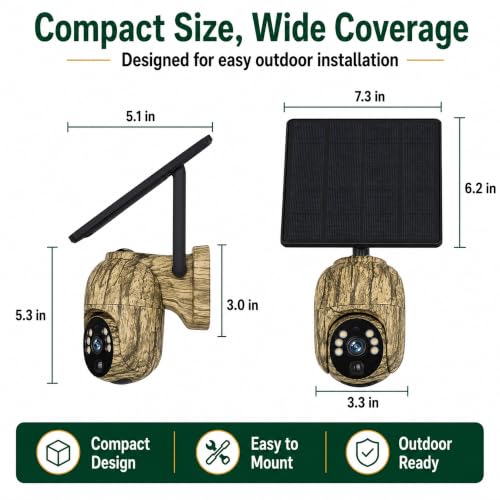 Solar Camouflage Camera Trail 4G Cellular and WiFi Models Available Night Vision Motion Activated Waterproof Hunting for Deer Game Wildlife Backyard Outdoor Field Monitoring App Control(WiFi) - color: WIFI