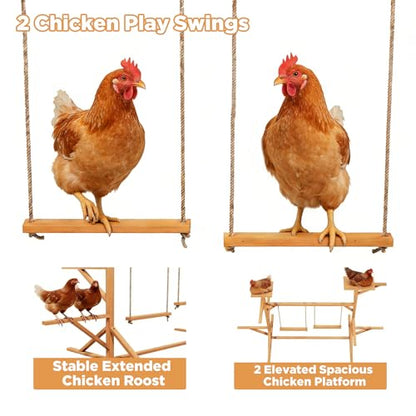 Wooden Chicken Roosting Bars for 8-12 Chickens, Multi-Level Chicken Perch with Swings for Coop, Let Chickens Run, Play & Stay Healthy, Ideal for Backyard Coops & Farms