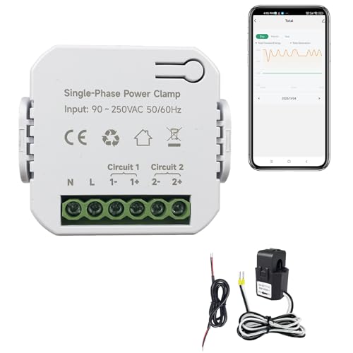 Smart Energy Monitor, Single Phase Clamp Electricity Meter with 1 * 80ACT Current Transformer, WiFi, Real-Time Electricity Monitor/Meter, Solar/Network Metering - style: EPMC311-1*80A