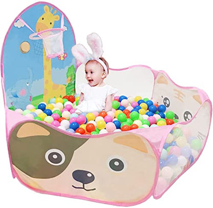 Kids Ball Pit, Pop Up 3+Children Play Tent, Toddler Ball Pool Baby Crawl Playpen with Basketball Hoop, Portable Toys for Girls Boys, 4 ft / 120 cm, Balls Not Included, Animal - style: Animal