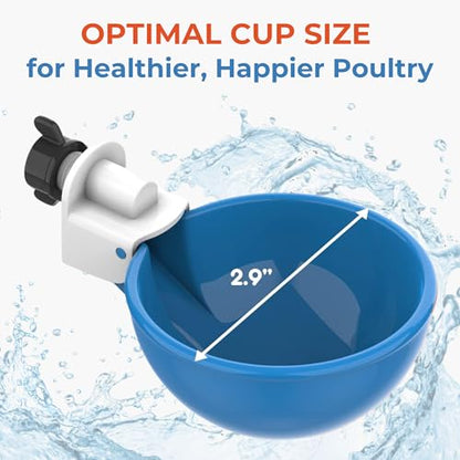 Lil Clucker - Blue Large Automatic Chicken Waterer Cups Suitable for Ducks, Geese, Turkeys, and Bunny Rabbit - Water Feeder Kit - Poultry Waterer - Pack of 12 - size: 12-Pack