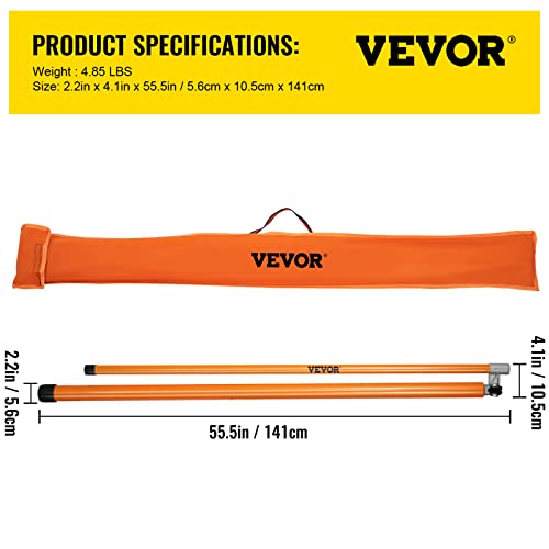 VEVOR Load Height Measuring Stick, 20' Sturdy Fiberglass Truck Height Stick with Adjustable Pole, Non-conductive Truck Height Measuring Stick with Carrying Bag, Height Stick for Trucks, Car Haulers - size: 20ft