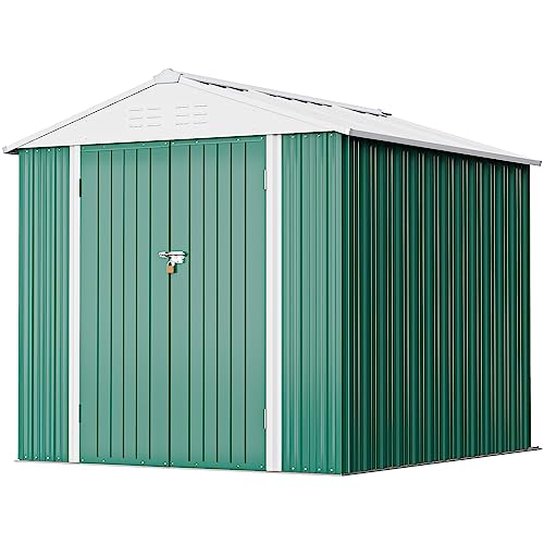 Greesum Storage Shed 6FTx4FT Outdoor Metal Tool Shed Steel Utility Storage with Door and Lock for Garden, Lawn, Patio, Green - color: Blue, size: 6x4