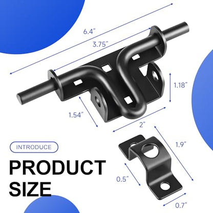 2 Pack Heavy Duty Slide Bolt Gate Latch with Padlock Hole - Universal Security Lock for Wooden Fence, Metal Gate, Shed Door, Yard Barn, Vinyl Sliding Door - Out/Indoor Waterproof Door Latch - size: 2 Pack