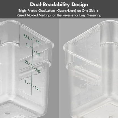 CURTA 8-Pack 22 Qt NSF Clear Polycarbonate Food Storage Containers with Blue Lids - Square, Commercial-Grade, Freezer & Dishwasher Safe, Stackable - color: 22.0 Qt 8-Pack(Blue Lids)