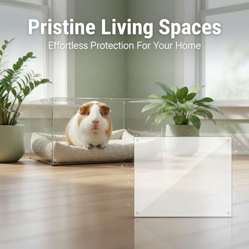 12 Pcs Clear Plastic Cage Guard Panels, 10 x 8.2 in Pet Habitat Siding, Splatter Anti-Splash Fence Dividers with 100 Zip Ties for Rabbit Cages, Guinea Pig Enclosures, Small Animal Protection