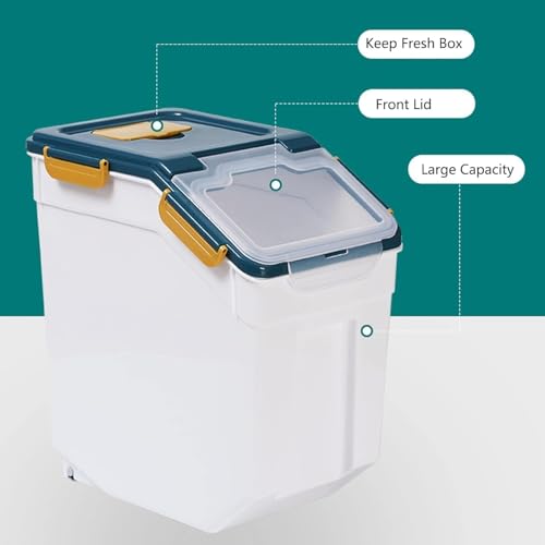 50 lbs Flour Storage Container, 2 Pack Rice Storage Container with Measuring Cup & Scoop, Pet Food Storage Container Dog Cat Food Bin, Blue - color: 50BL,2PCS,BLUE