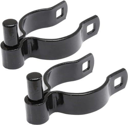 Chain Link Gate Post Hinge - Heavy Duty Pressed Steel - Includes Carriage Bolts & Nuts (Black Coated Steel, 2-3/8") - color: Black Coated Steel, size: 2-3/8"
