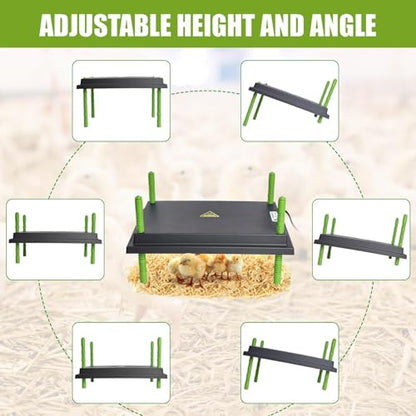 Chick Brooder Heater Plate, 12"x16" Warmer Brooder Plate for Chicks with Adjustable Height, 30W Temperature Control Brooder Heating Plate for 40 Baby Chicks Duck - size: 16.3"L x 12.0"W x 3.0"H
