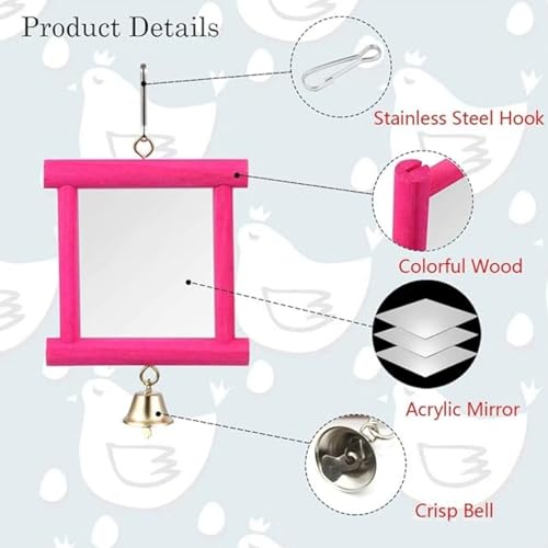 Chicken Mirror Swing - Chicken Toy Mirror |Chicken Mirror Beak Grinding Enrichment, Chicken Coop Mirror Swing, Coop Enrichment Mirror Pecking Toy, Safe Roosters Poultry Entertainment Accessories for Y