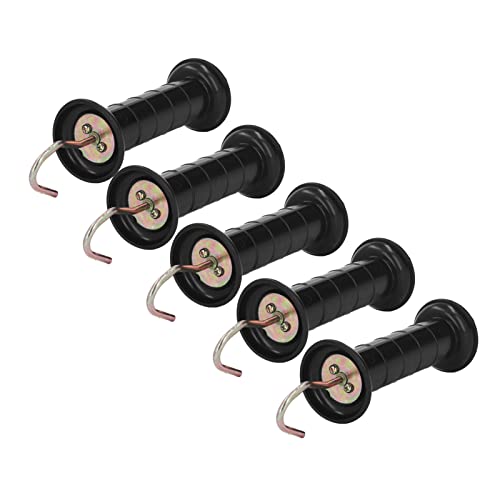 Electric Fence Insulator Handle, 5PCS Electric Fence Gate Handles Electric Fence Spring Handles Insulated Plastic Handle with Metal Hook for Farm Pasture