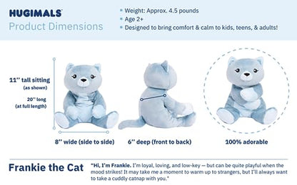HUGIMALS Frankie the Cat 20 Inch 4.5 lb Heavy Cute Sensory Weighted Comfort Plush | Large Unscented Washable Self Care Calming Stuffed Animal for Kids, Teens and Adults - color: Frankie the Cat