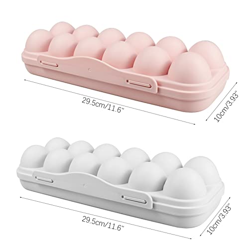 2 Pieces Egg Container For Refrigerator, 12 Grid Egg Storage Box with Lid, Stackable Plastic Egg Holder Tray for Kitchen Restaurant