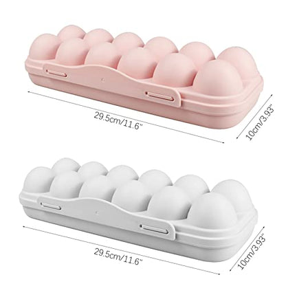 2 Pieces Egg Container For Refrigerator, 12 Grid Egg Storage Box with Lid, Stackable Plastic Egg Holder Tray for Kitchen Restaurant