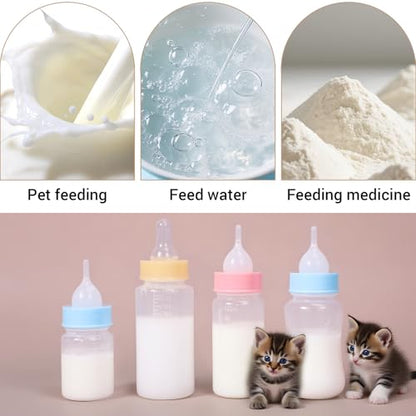 ASEVAT 3.4 oz 3Pack Pet Feeding Bottle, Anti-Choking Puppy Feeder Design,with 3pcs Replaceable and Reusable Silicone Nipples for Feeding Puppies, Kittens, Small Animals - color: Pink