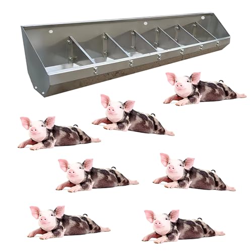 SRNSAEB 2 3 4 5 6 7 8 Bit Weatherproof Pig Feeders and Waterers, Heavy Duty Pig Feeding Trough for Yard/Farm/Sheds Pen/Pasture, Stainless Steel Feed Poultry Troughs Large(2m/6.6ft - 7bit) - size: 2m/6.6ft - 7bit