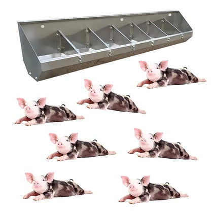 Feeding Troughs for Livestock/Piggery/Sheds Pen/Farms, Long 70 90 120 150 180 CM 2M Pig Food and Hay Feeder, Heavy-Duty Poultry Hog Feed Trough, Easy to Clean(2m/6.6ft - 7bit)