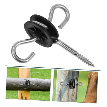 Happyyami 4pcs Electric Fence Gate Handle with Insulator Durable and Weather-Resistant Conductive Spring Hooks for Cattle Farm and Garden Fencing Installation