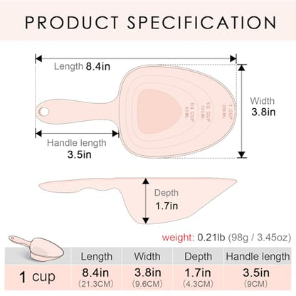 Melamine Pet Food Measuring Scoop, 1 Cup 1/2 Cup 1/4 Cup with Clear Measurement Lines for Dog, Cat, Bird, and Rabbit, Durable, Ergonomic Handle, Dishwasher safe-Orange - color: Orange